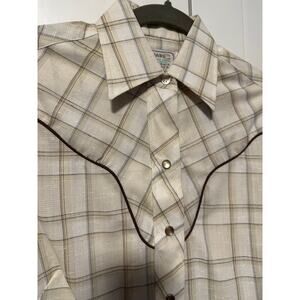 141. Vintage H Bar C plaid western shirt; size Small